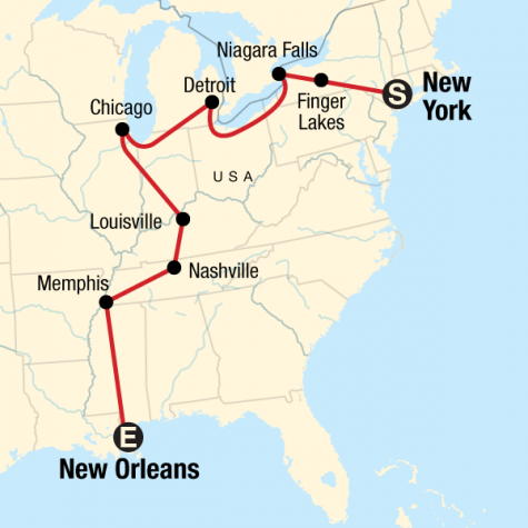 New York to New Orleans Road Trip - Tour Map