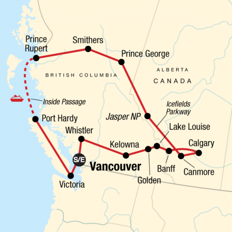 Canadian Rockies Encompassed - Tour Map