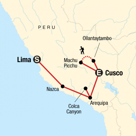 Peru on a Shoestring - Tour Map