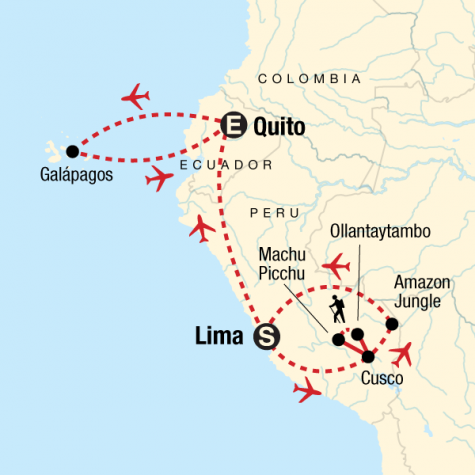 Amazon to the Andes & Galápagos South & Central Islands - Tour Map