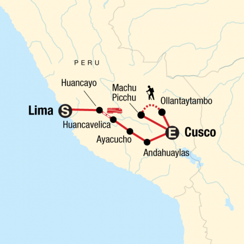 Backroads & Highlands of Peru - Tour Map