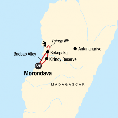 Madagascar - Baobab & Tsingy Explorer - Tour Map