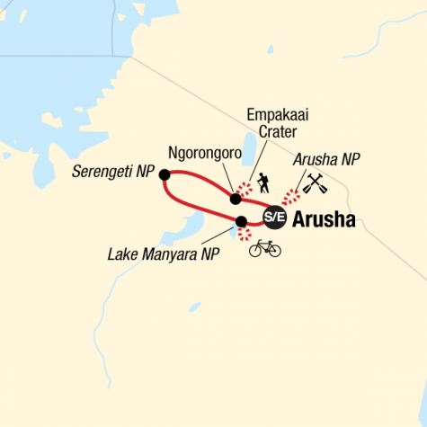 Tanzania Active Safari - Tour Map