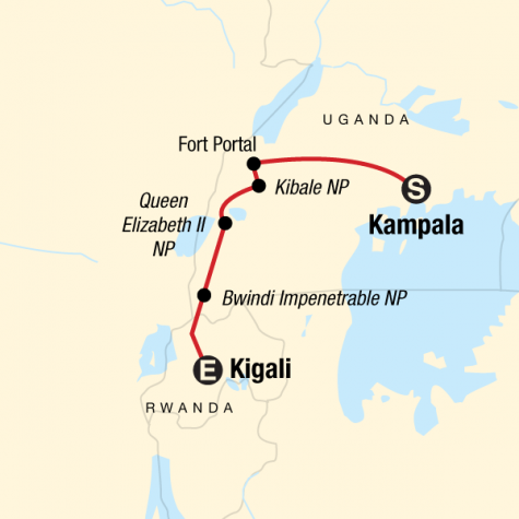 Culture & Wildlife of Uganda & Rwanda - Tour Map