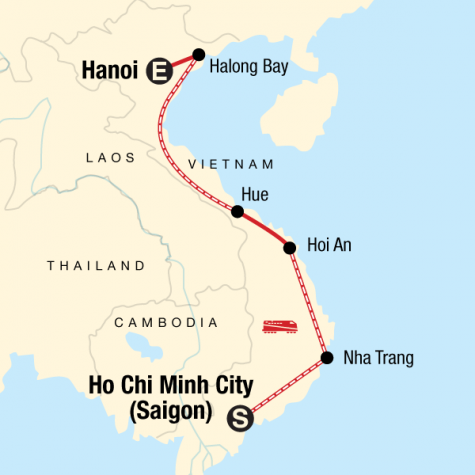Vietnam on a Shoestring - Tour Map