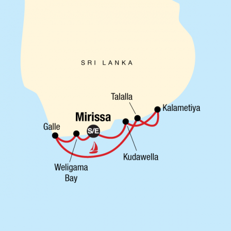 Sailing Sri Lanka - South Coast - Tour Map
