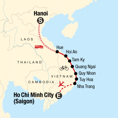 Cycle Vietnam’s Backroads - Tour Map