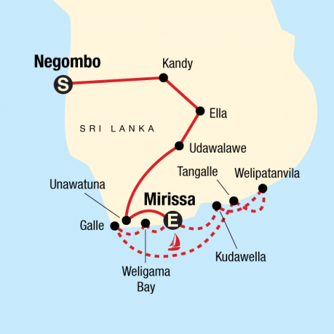Sri Lanka Land & Sea - Tour Map