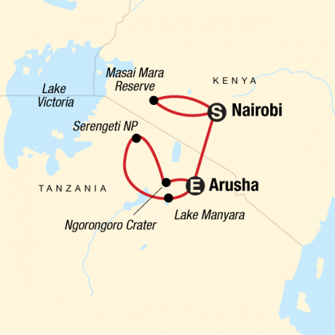 Masai & Tanzania Camping Safari - Tour Map