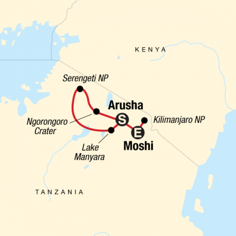 Kilimanjaro - Marangu Route & Serengeti Adventure - Tour Map