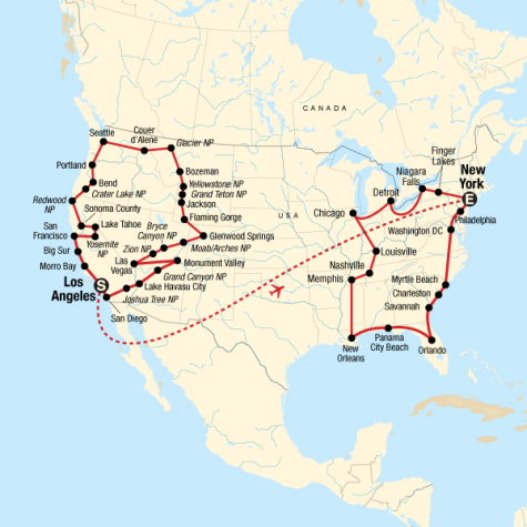 The Great American Road Trip–LA to New York - Tour Map