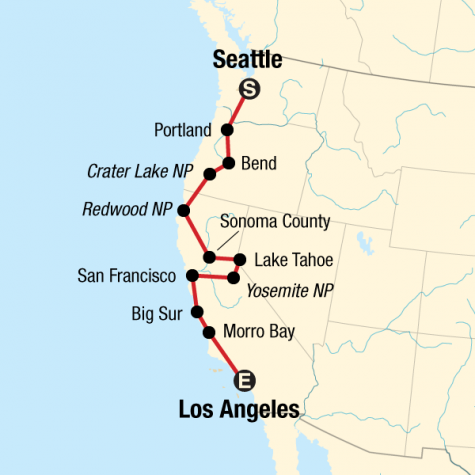 Pacific Coast Road Trip - Tour Map