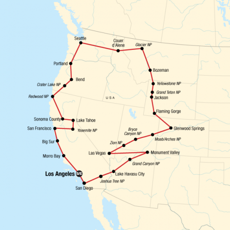 Epic West Coast Road Trip - Tour Map
