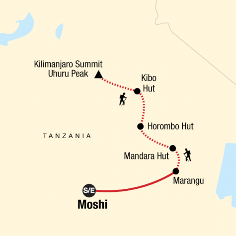 Mt Kilimanjaro Trek - Marangu Route - Tour Map