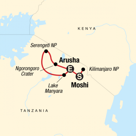 Kilimanjaro - Lemosho Route & Serengeti Adventure - Tour Map