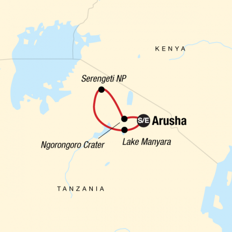 Tanzania Camping Adventure - Tour Map