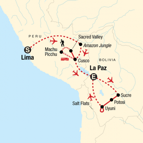 Peru and Bolivia: Machu Picchu to the Salt Flats - Tour Map