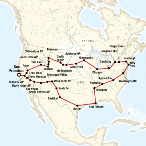 Best of the USA Tour–San Fran to San Fran - Tour Map