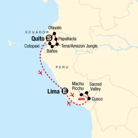 Explore Ecuador & Peru - Tour Map