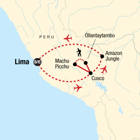 Amazon to the Andes - Tour Map