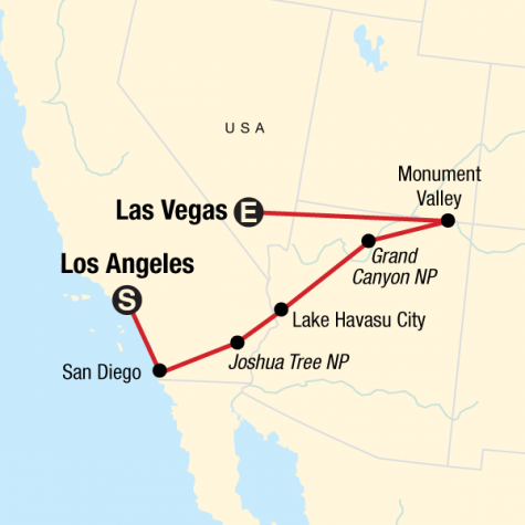 San Diego, Grand Canyon & Vegas - Tour Map