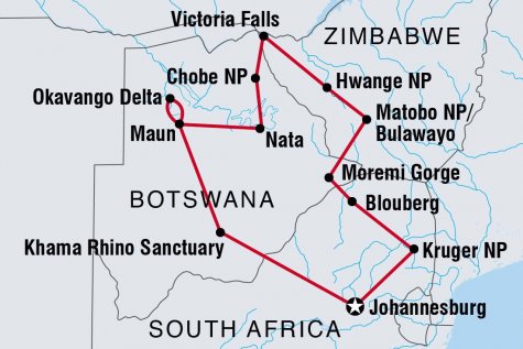 Explore Southern Africa - Tour Map