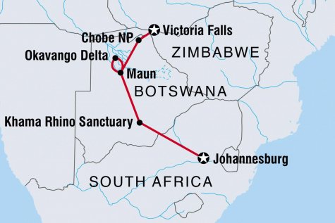 Okavango & Beyond - Tour Map