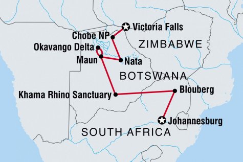 Botswana Family Safari with Teenagers - Tour Map