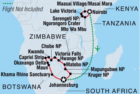Epic African Adventure - Tour Map