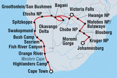 Southern Africa Adventure - Tour Map