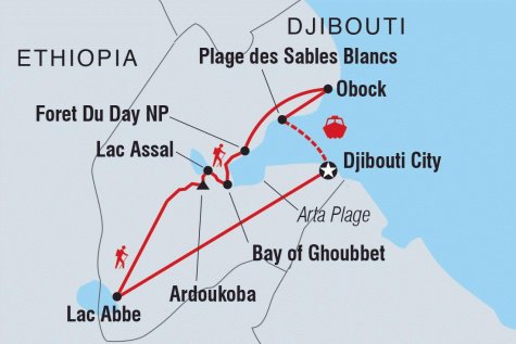 Djibouti's Footsteps of the Afar - Tour Map