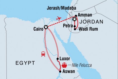 Discover Egypt & Jordan - Tour Map