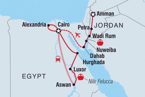 Jordan & Egypt Uncovered - Tour Map