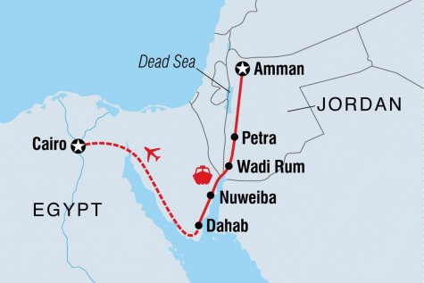 Jordan & Egypt Express - Tour Map