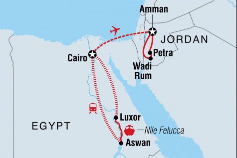 Real Egypt & Jordan - Tour Map