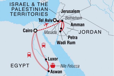 Epic Egypt, Jordan, Israel & the Palestinian Territories - Tour Map