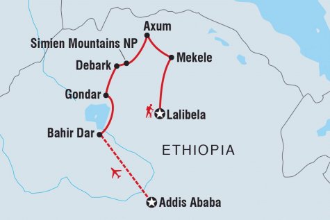 Incredible Ethiopia - Tour Map