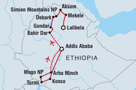 Best of Ethiopia - Tour Map
