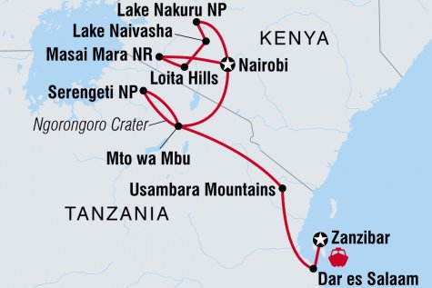 Best of East Africa - Tour Map