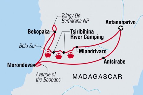 Madagascar Baobabs & Beyond - Tour Map