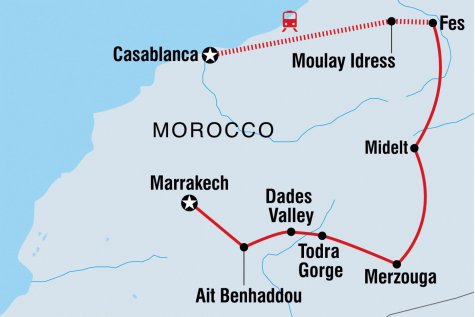 Essential Morocco - Tour Map