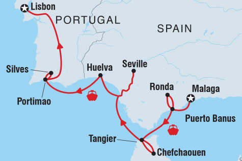 Cruising Spain, Portugal & Morocco: Malaga to Lisbon (M/Y Harmony V) - Tour Map