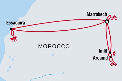 Morocco: Hike, Bike & Horse Ride - Tour Map