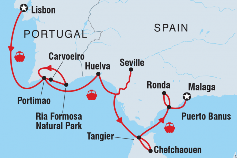 Cruising Spain, Portugal and Morocco: Lisbon to Malaga - Tour Map