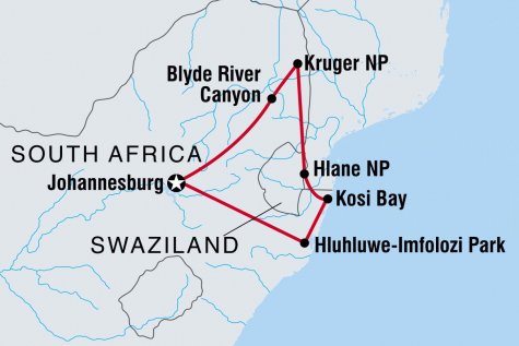 South Africa Family Safari with Teenagers - Tour Map