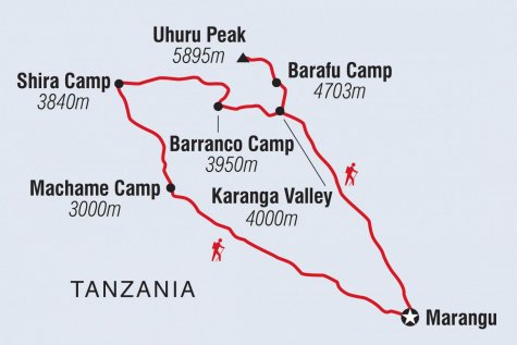 Kilimanjaro: Machame Route - Tour Map