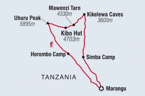Kilimanjaro: Rongai Route - Tour Map