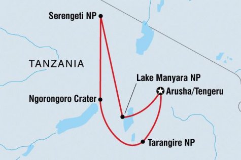 Tanzania Safari under Canvas - Tour Map