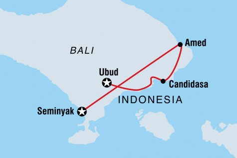 Bali Family Holiday with Teenagers - Tour Map