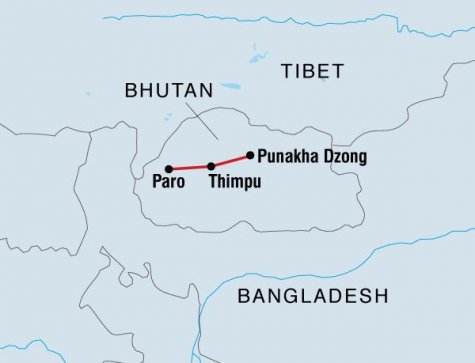 Bhutan Discovered - Tour Map